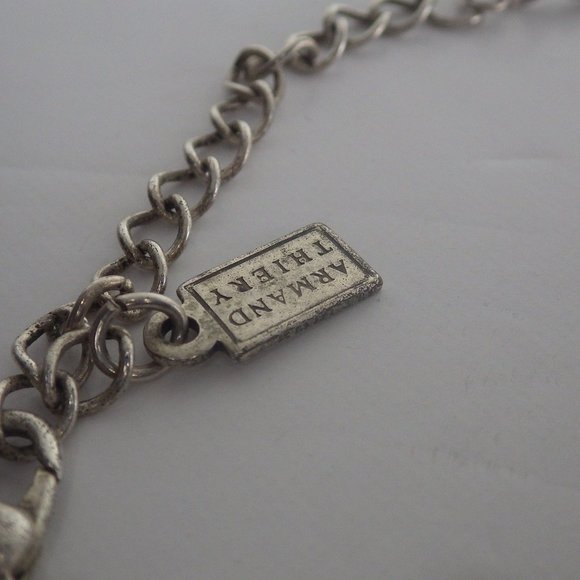 Armand Thiery Designer Double Silver Disc Necklace - Picture 6 of 6